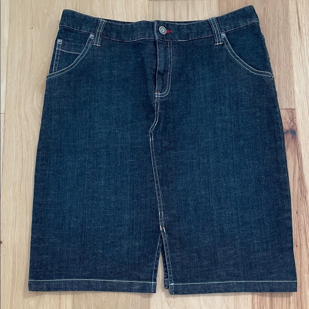 Style & Company Dark Denim Jean Split Vent Pencil Style Skirt - 10 EUC
